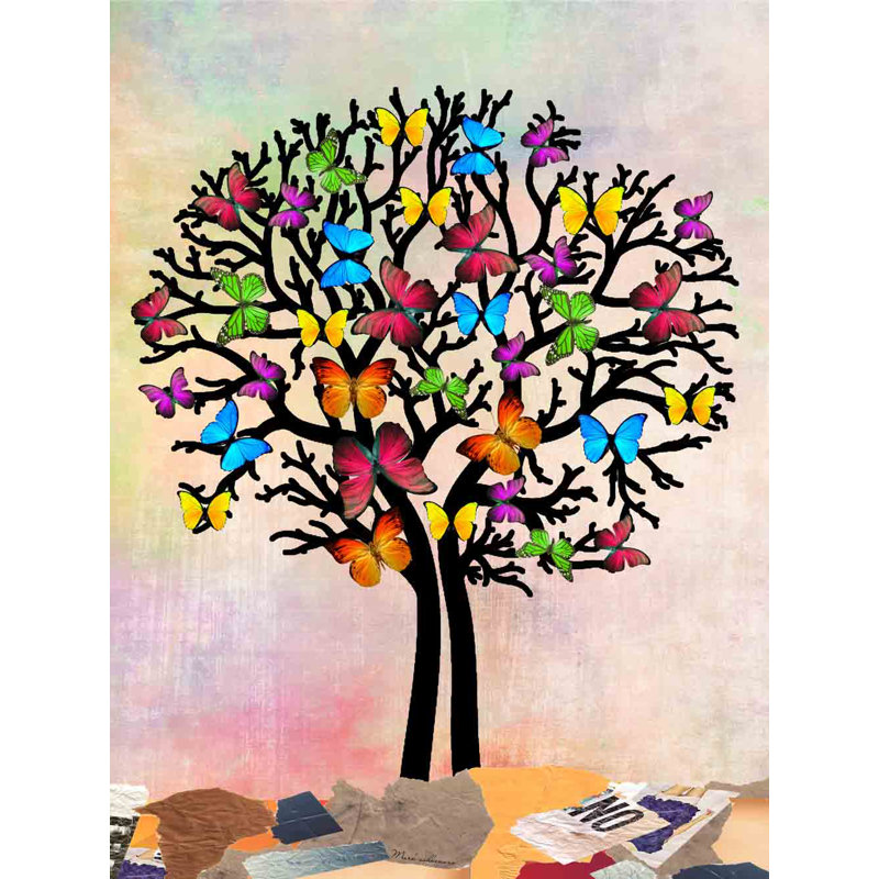 Latitude Run® 'Butterfly Tree II' Acrylic Painting Print on Canvas